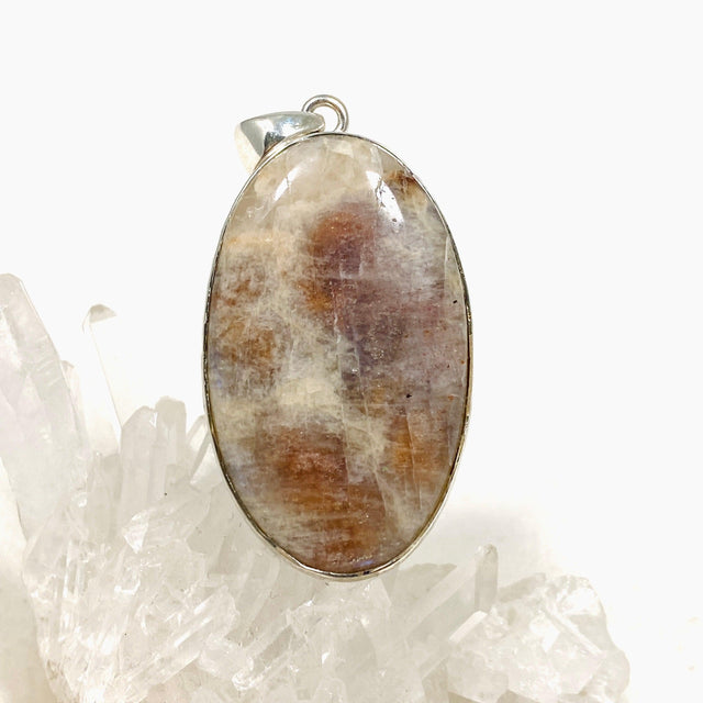 Belomorite (Sunstone with Moonstone "Eclipse" Stone) Oval Pendant with Hammered Setting KPGJ4220 - Nature's Magick