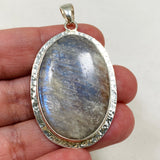 Belomorite (Sunstone with Moonstone "Eclipse" Stone) Oval Pendant with Hammered Setting KPGJ4223 - Nature's Magick