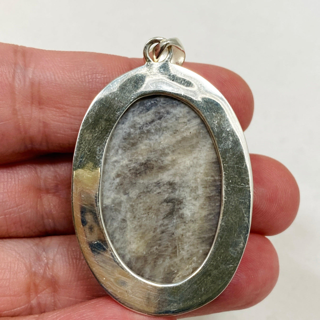 Belomorite (Sunstone with Moonstone "Eclipse" Stone) Oval Pendant with Hammered Setting KPGJ4223 - Nature's Magick