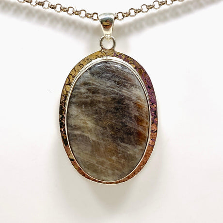 Belomorite (Sunstone with Moonstone "Eclipse" Stone) Oval Pendant with Hammered Setting KPGJ4223 - Nature's Magick