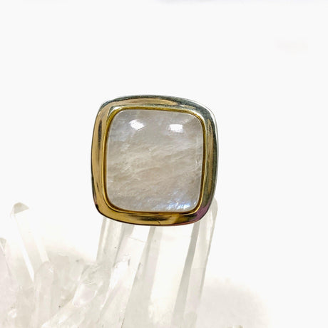 Belomorite (Sunstone with Moonstone "Eclipse" Stone) Square Ring Size 8 KRGJ2804 - Nature's Magick