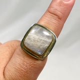 Belomorite (Sunstone with Moonstone "Eclipse" Stone) Square Ring Size 8 KRGJ2804 - Nature's Magick