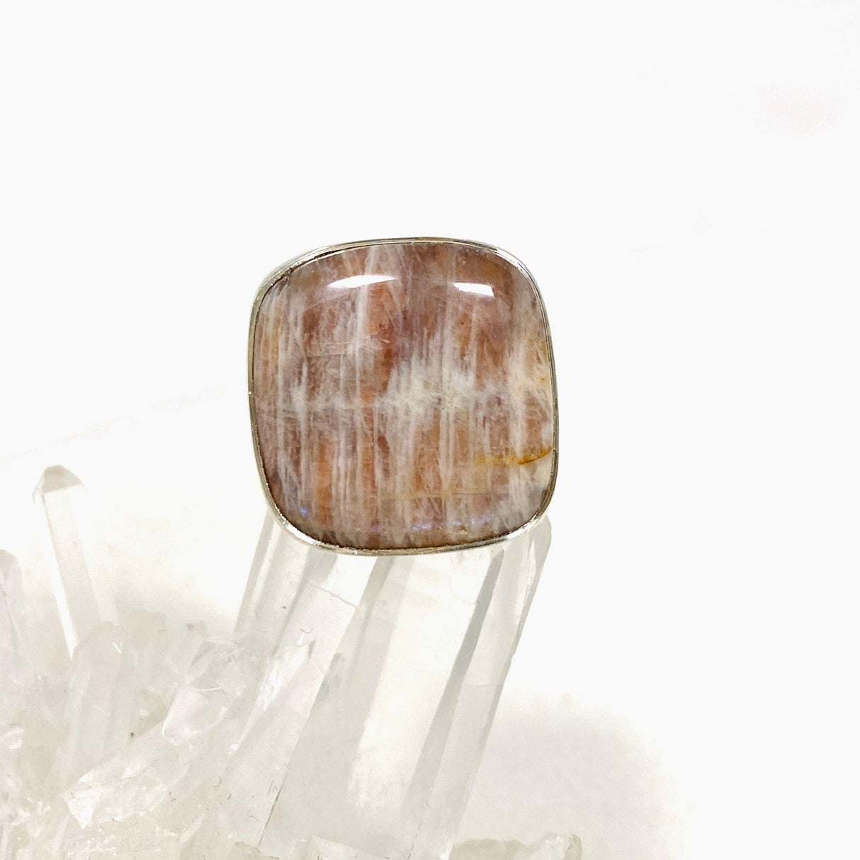 Belomorite (Sunstone with Moonstone "Eclipse" Stone) Square Ring Size 9 KRGJ3131 - Nature's Magick