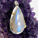 Belomorite (Sunstone with Moonstone "Eclipse" Stone) Teardrop Pendant with Brass Accents KPGJ4234 - Nature's Magick