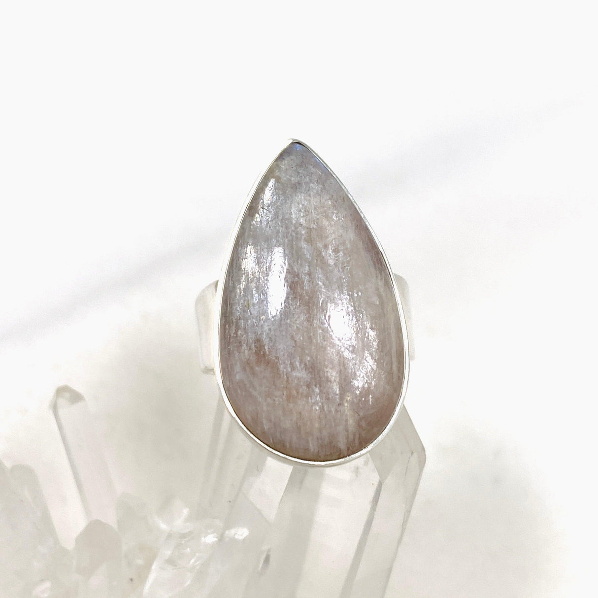 Belomorite (Sunstone with Moonstone "Eclipse" Stone) Teardrop Ring Size 8 KRGJ2808 - Nature's Magick