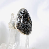 Black Fossilated Coral freeform ring s.10 KRGJ2450 - Nature's Magick