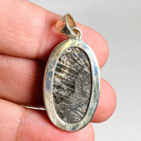 Black Fossilated Coral oval pendant KPGJ3130 - Nature's Magick