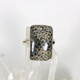 Black Fossilated Coral rectangular ring s.8 KRGJ2449 - Nature's Magick