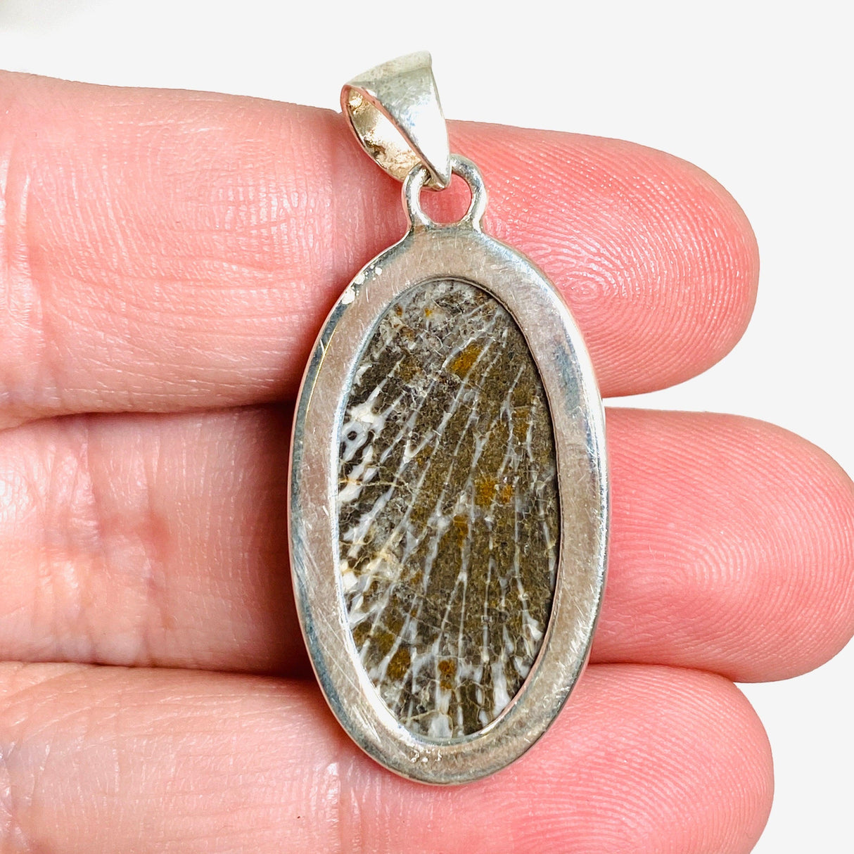 Black Fossilated Coral teardrop pendant KPGJ3131 - Nature's Magick