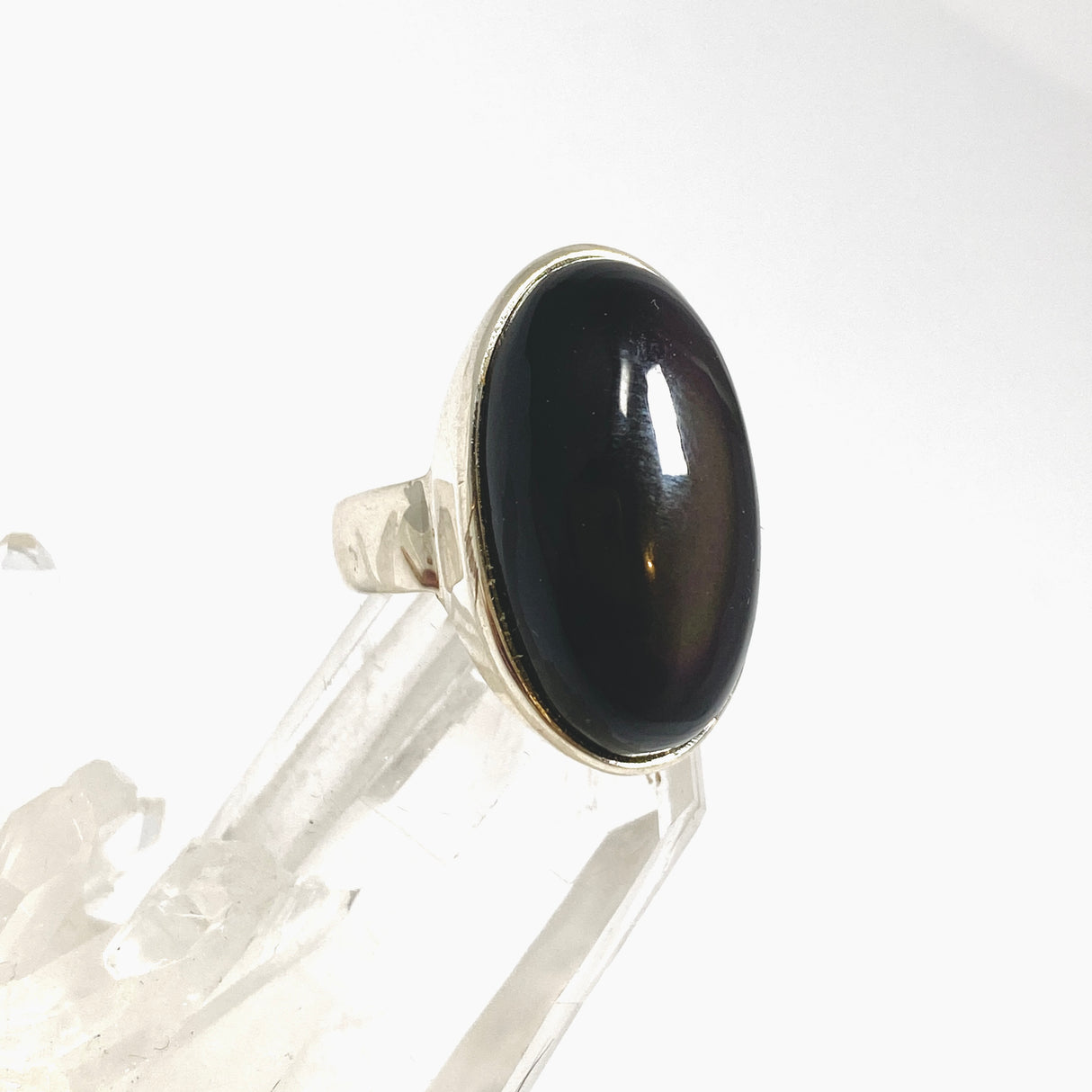 Black Obsidian Oval Cabochon Ring Size 7 PRGJ1034