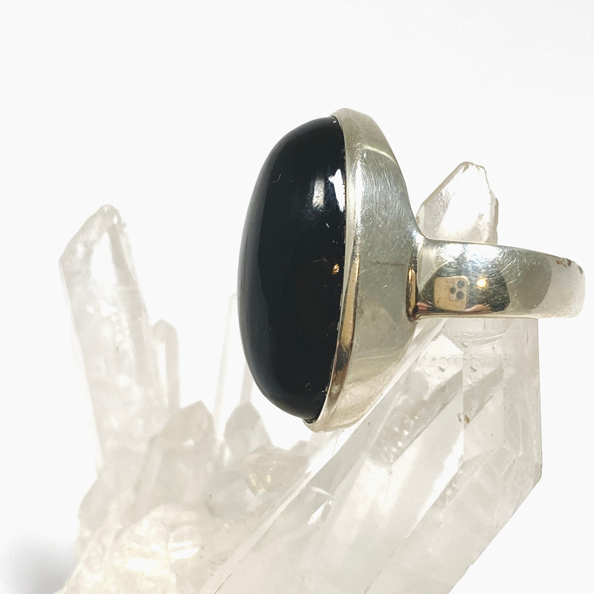 Black Obsidian Oval Cabochon Ring Size 7 PRGJ1034