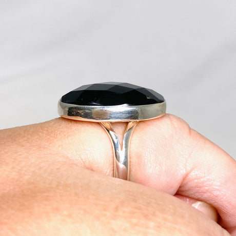 Black Onyx Faceted Oval Ring s.10 KRGJ2986 - Nature's Magick