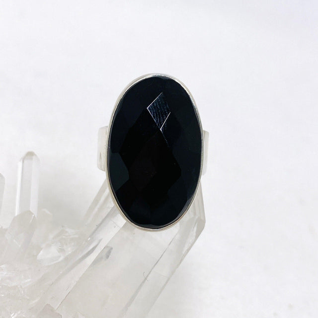 Black Onyx Faceted Oval Ring s.8 KRGJ2988 - Nature's Magick