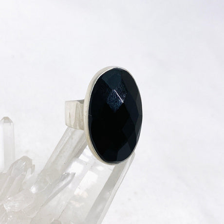 Black Onyx Faceted Oval Ring s.8 KRGJ2988 - Nature's Magick