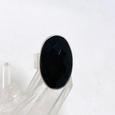 Black Onyx Faceted Oval Ring s.8 KRGJ2988 - Nature's Magick