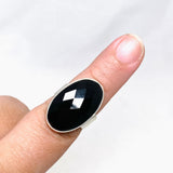 Black Onyx Faceted Oval Ring s.8 KRGJ2988 - Nature's Magick