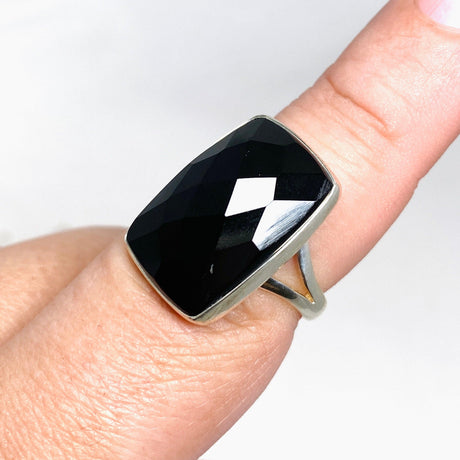 Black Onyx Faceted Rectangular Ring s.8 KRGJ2992 - Nature's Magick