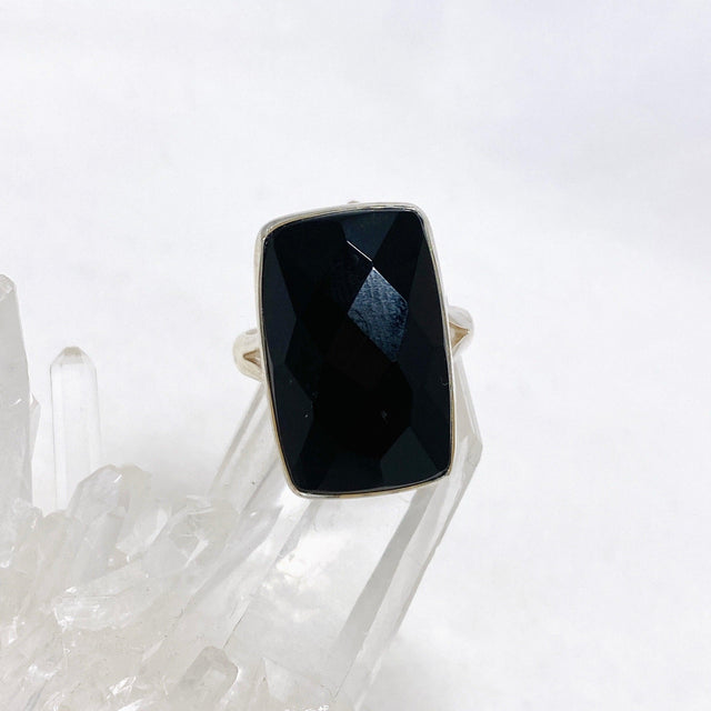 Black Onyx Faceted Rectangular Ring s.9 KRGJ2993 - Nature's Magick