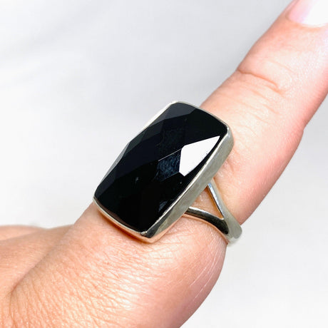 Black Onyx Faceted Rectangular Ring s.9 KRGJ2993 - Nature's Magick