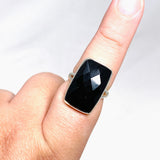 Black Onyx Faceted Rectangular Ring s.9 KRGJ2993 - Nature's Magick