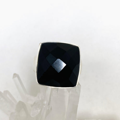 Black Onyx Faceted Square Ring s.10 KRGJ2990 - Nature's Magick