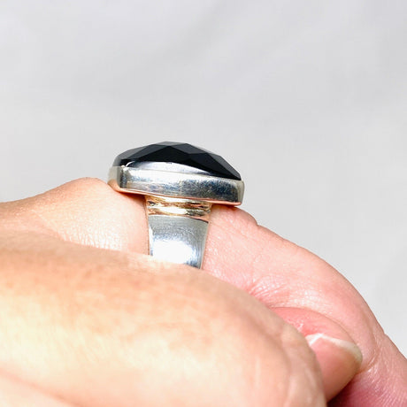 Black Onyx Faceted Square Ring s.10 KRGJ2990 - Nature's Magick