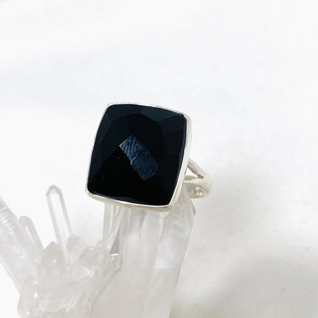 Black Onyx Faceted Square Ring s.11 KRGJ2991 - Nature's Magick