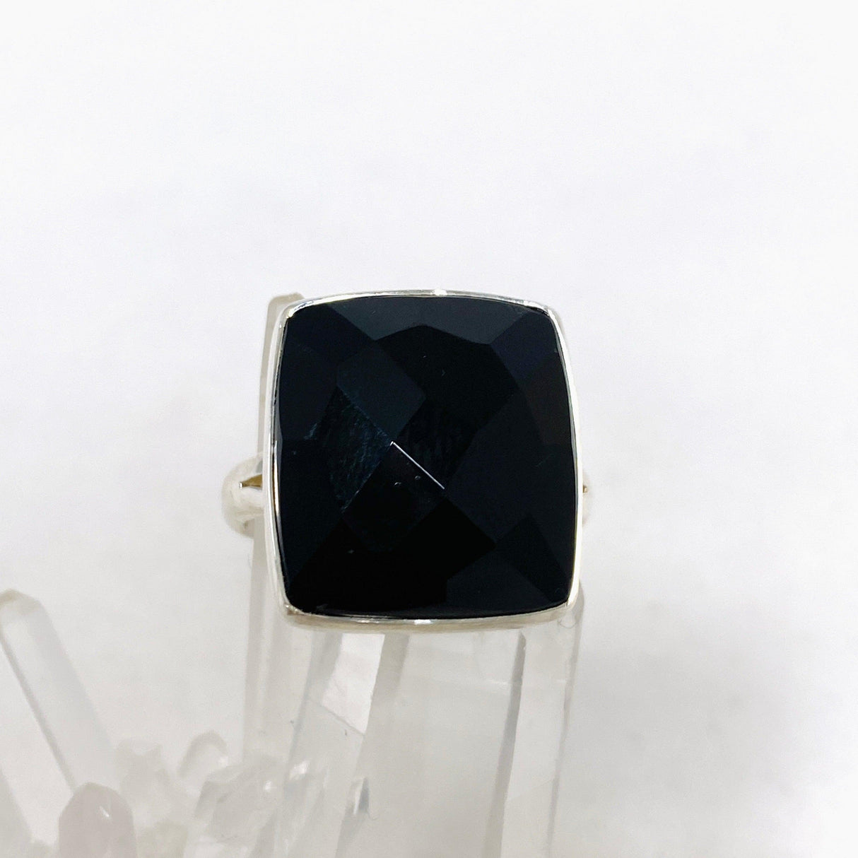 Black Onyx Faceted Square Ring s.11 KRGJ2991 - Nature's Magick