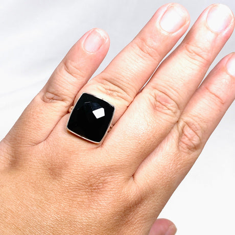 Black Onyx Faceted Square Ring s.11 KRGJ2991 - Nature's Magick