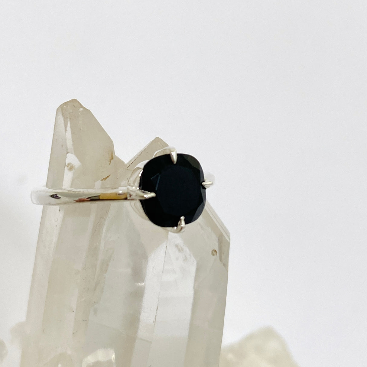 Black Onyx Faceted Square Solitare Ring R4806