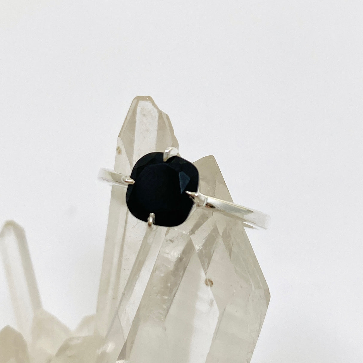 Black Onyx Faceted Square Solitare Ring R4806