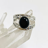 Black Onyx Oval Cabochon Ring in a Decorative Setting R4025