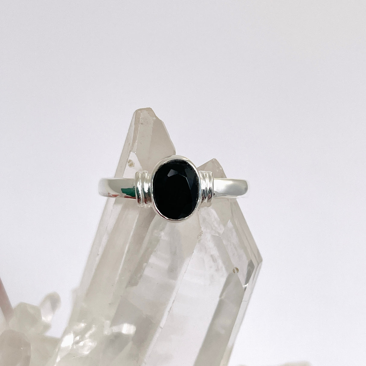 Black Onyx Oval Faceted Stone in a Decorative Setting R4831