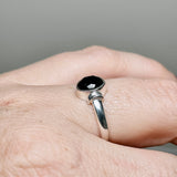 Black Onyx Oval Faceted Stone in a Decorative Setting R4831