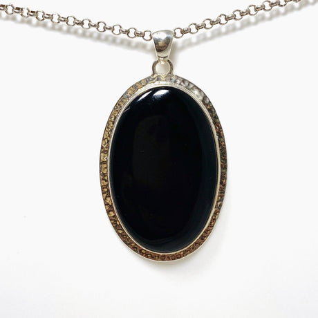 Black Onyx Oval Pendant KPGJ3977 - Nature's Magick