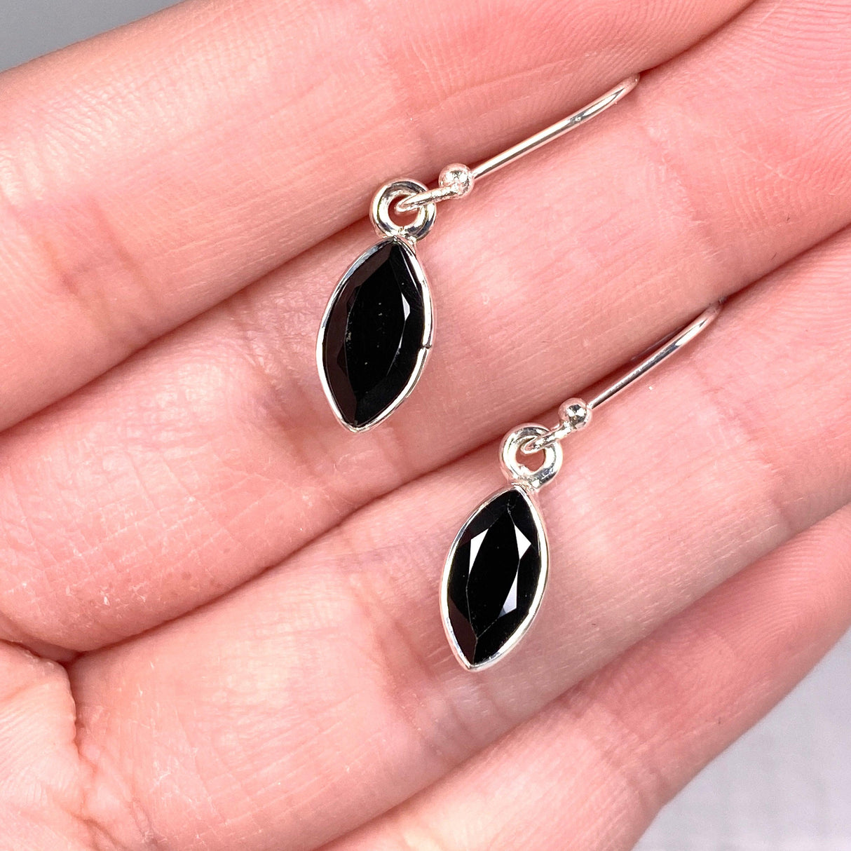 Black Onyx petite marquise faceted earrings R2363-BOM - Nature's Magick