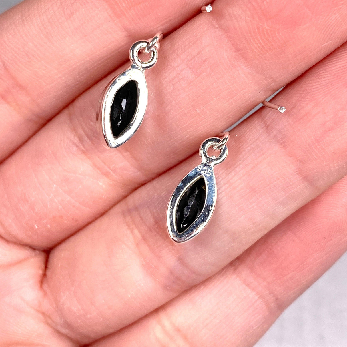 Black Onyx petite marquise faceted earrings R2363-BOM - Nature's Magick
