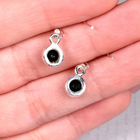 Black Onyx petite round faceted earrings R2363-BOR - Nature's Magick