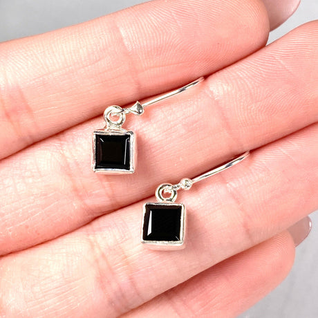 Black Onyx petite square faceted earrings R2363-BOS - Nature's Magick