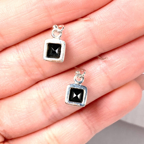 Black Onyx petite square faceted earrings R2363-BOS - Nature's Magick