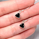 Black Onyx petite triangular faceted earrings R2363-BOT - Nature's Magick