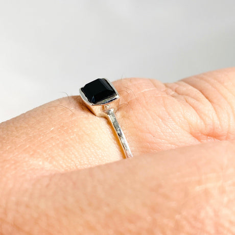 Black Onyx Rectangular Faceted Fine Band Ring R3793-BO - Nature's Magick