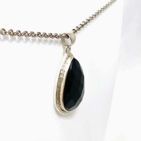 Black Onyx Teardrop Faceted Pendant KPGJ3971 - Nature's Magick