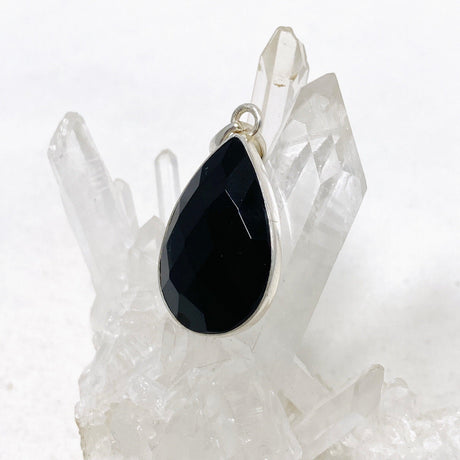 Black Onyx Teardrop Faceted Pendant KPGJ3972 - Nature's Magick