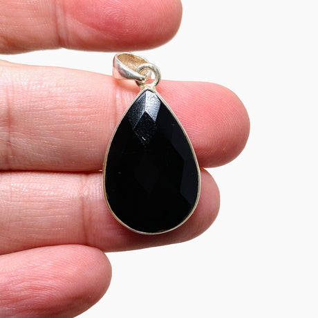 Black Onyx Teardrop Faceted Pendant KPGJ3972 - Nature's Magick