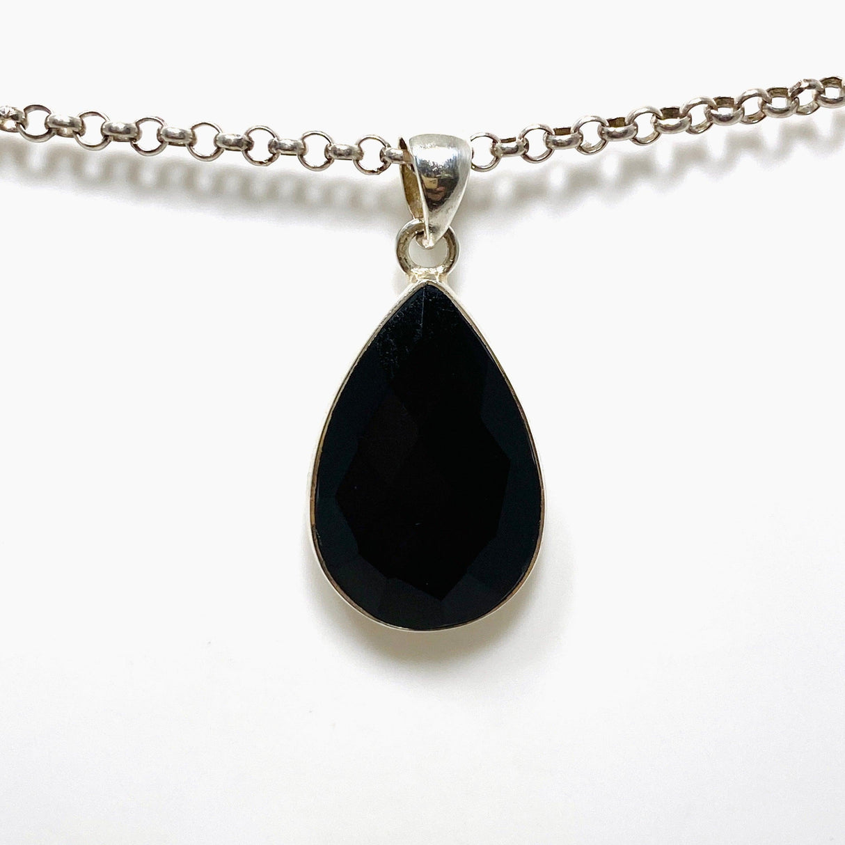 Black Onyx Teardrop Faceted Pendant KPGJ3972 - Nature's Magick