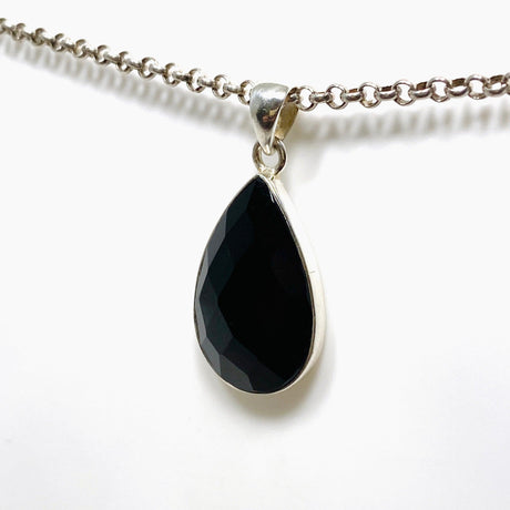 Black Onyx Teardrop Faceted Pendant KPGJ3972 - Nature's Magick