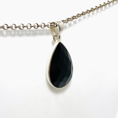 Black Onyx Teardrop Faceted Pendant KPGJ3972 - Nature's Magick