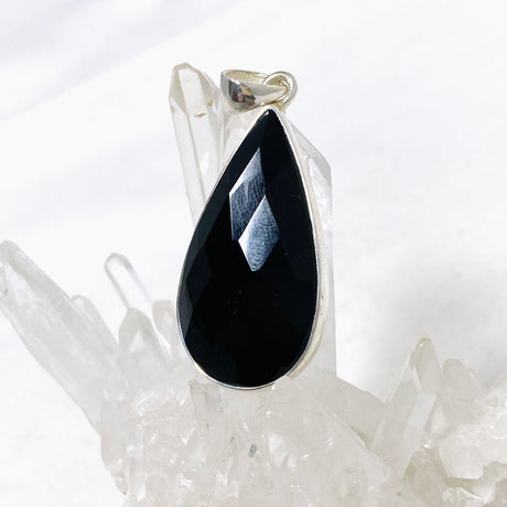 Black Onyx Teardrop Faceted Pendant KPGJ3973 - Nature's Magick