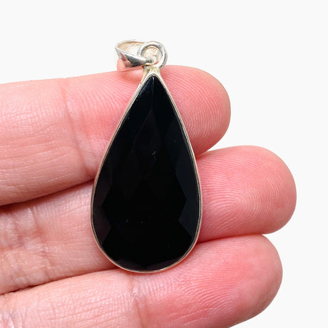 Black Onyx Teardrop Faceted Pendant KPGJ3973 - Nature's Magick